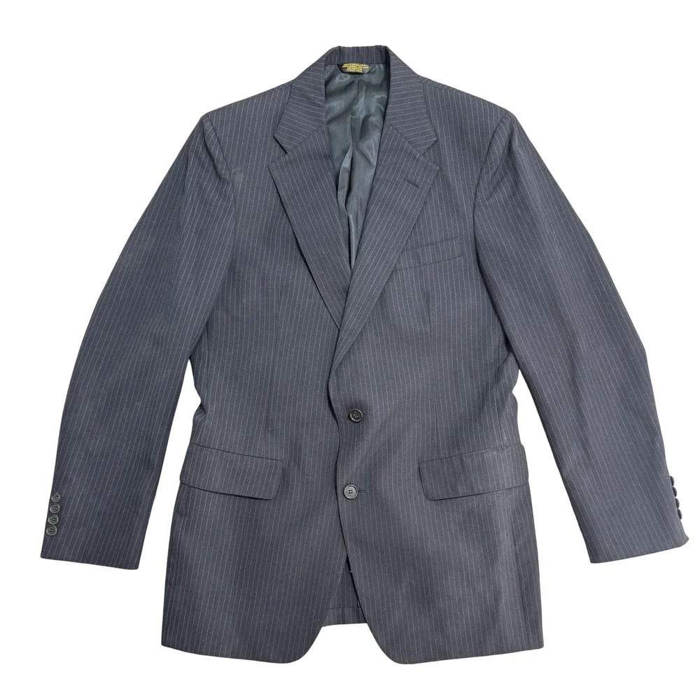 Vintage John‎ Weitz By Palm Beach Blazer Mens 42 Blue Pinstripe Made USA 80s